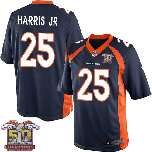 Kid Nike Broncos 25 Chris Harris Jr Navy Blue NFL Alternate Super Bowl 50 Champions Jersey