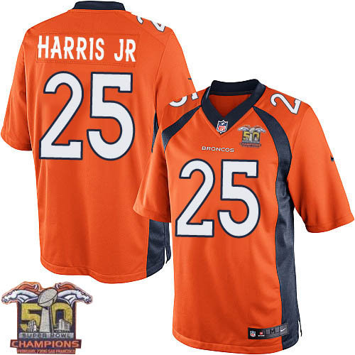 Kid Nike Broncos 25 Chris Harris Jr Orange NFL Home Super Bowl 50 Champions Jersey