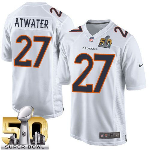 Kid Nike Broncos 27 Steve Atwater White Super Bowl 50 NFL Game Event Jersey