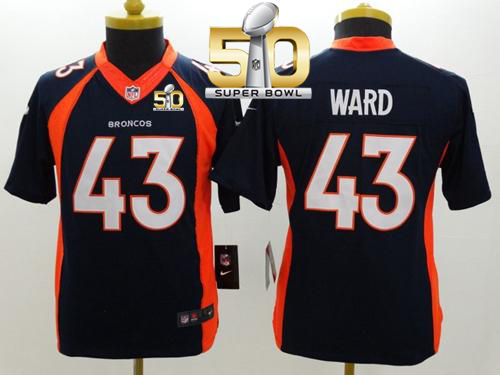 Kid Nike Broncos 43 T.J. Ward Blue Alternate Super Bowl 50 NFL New Limited Jersey