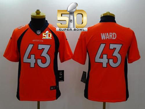 Kid Nike Broncos 43 T.J. Ward Orange Team Color Super Bowl 50 NFL New Limited Jersey