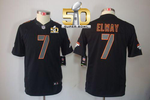 Kid Nike Broncos 7 John Elway Black Impact Super Bowl 50 NFL Limited Jersey