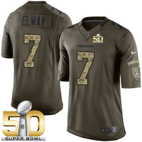 Kid Nike Broncos 7 John Elway Green Super Bowl 50 NFL Limited Salute to Service Jersey