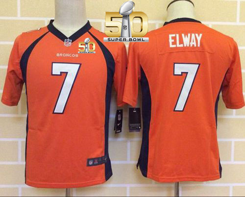 Kid Nike Broncos 7 John Elway Orange Team Color Super Bowl 50 NFL New Jersey
