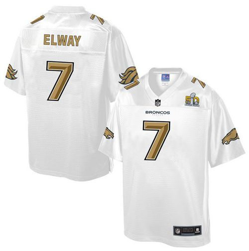 Kid Nike Broncos 7 John Elway White NFL Pro Line Super Bowl 50 Fashion Game Jersey