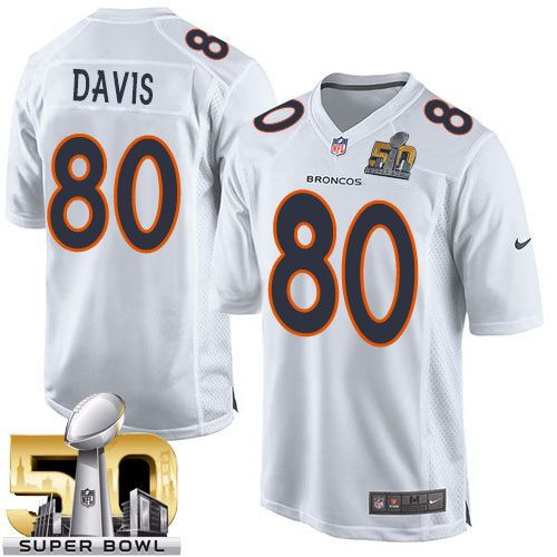 Kid Nike Broncos 80 Vernon Davis White Super Bowl 50 NFL Game Event Jersey