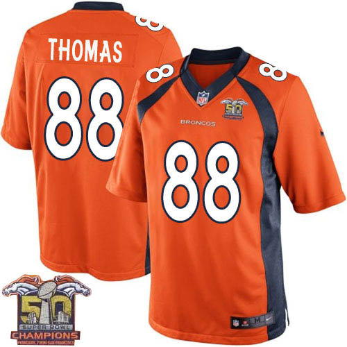 Kid Nike Broncos 88 Demaryius Thomas Orange NFL Home Super Bowl 50 Champions Jersey
