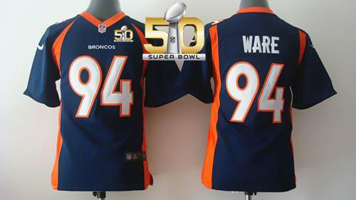 Kid Nike Broncos 94 DeMarcus Ware Blue Alternate Super Bowl 50 NFL New Jersey