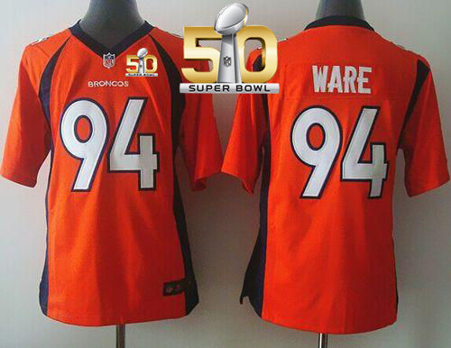 Kid Nike Broncos 94 DeMarcus Ware Orange Team Color Super Bowl 50 NFL New Jersey