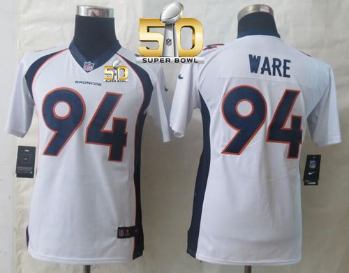 Kid Nike Broncos 94 DeMarcus Ware White Super Bowl 50 NFL New Limited Jersey