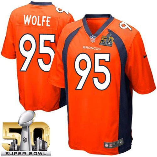 Kid Nike Broncos 95 Derek Wolfe Orange Team Color Super Bowl 50 NFL New Jersey