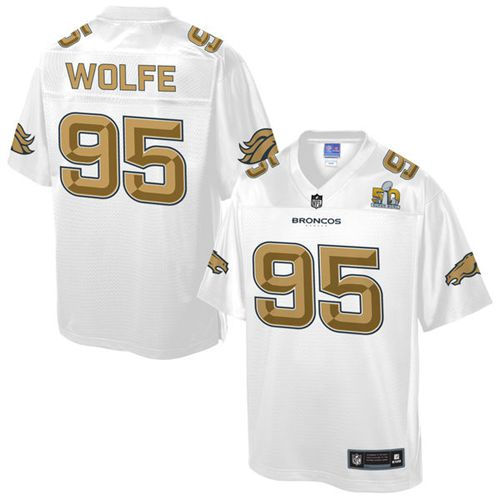 Kid Nike Broncos 95 Derek Wolfe White NFL Pro Line Super Bowl 50 Fashion Game Jersey