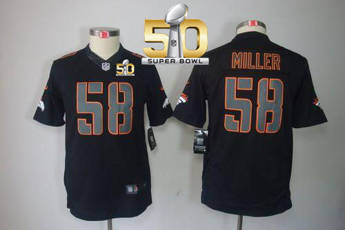 Kid Nike Denver Broncos 58 Von Miller Black Impact Super Bowl 50 NFL Limited Jersey