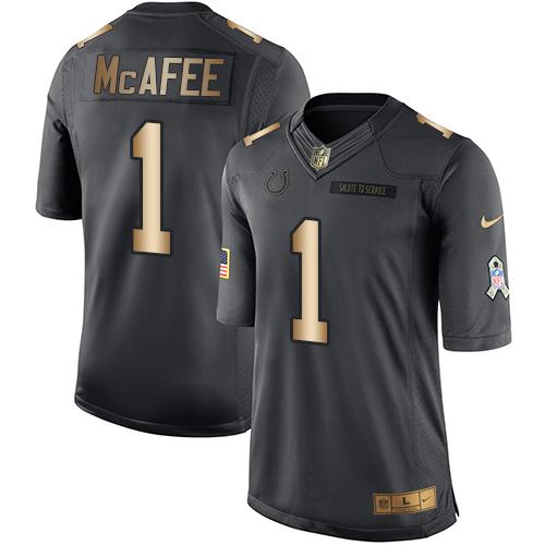 Kid Nike Indianapolis Colts 1 Pat McAfee Black NFL Limited Gold Salute to Service Jersey