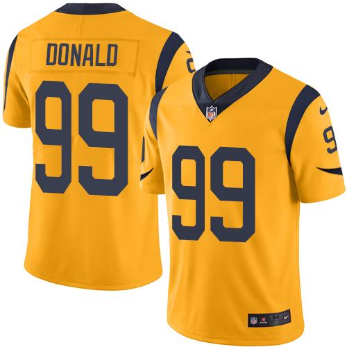 Kid Nike Los Angeles Rams 99 Aaron Donald Gold NFL Limited Rush Jersey