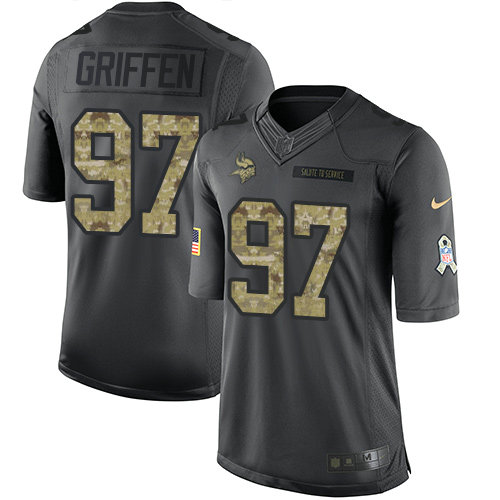 Kid Nike Minnesota Vikings 97 Everson Griffen Black NFL Limited 2016 Salute To Service Jersey