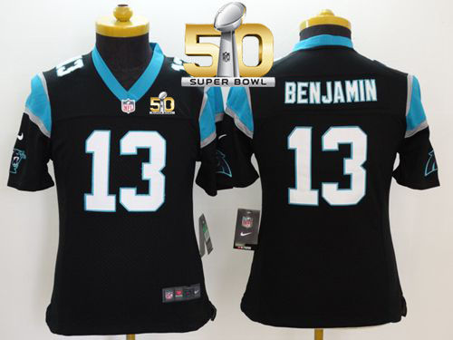 Kid Nike Panthers 13 Kelvin Benjamin Black Team Color Super Bowl 50 NFL Limited Jersey