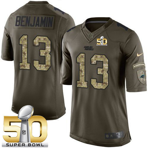 Kid Nike Panthers 13 Kelvin Benjamin Green Super Bowl 50 NFL Limited Salute to Service Jersey