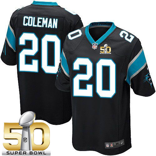 Kid Nike Panthers 20 Kurt Coleman Black Team Color Super Bowl 50 Kid NFL Jersey