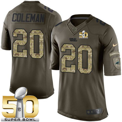 Kid Nike Panthers 20 Kurt Coleman Green Super Bowl 50 NFL Limited Salute to Service Jersey