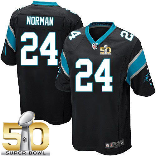 Kid Nike Panthers 24 Josh Norman Black Team Color Super Bowl 50 NFL Jersey