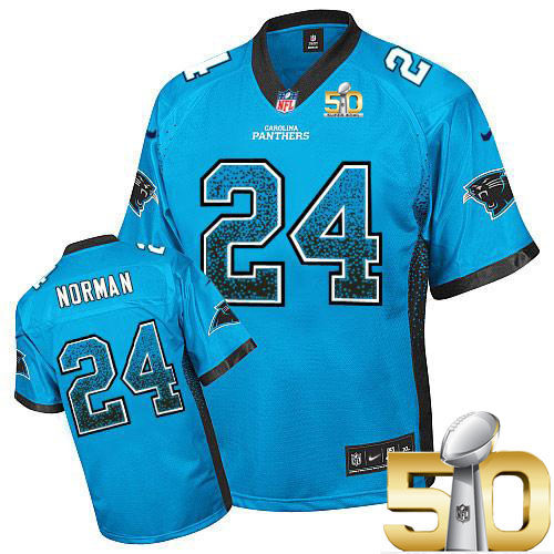 Kid Nike Panthers 24 Josh Norman Blue Alternate Super Bowl 50 NFL Drift Fashion Jersey