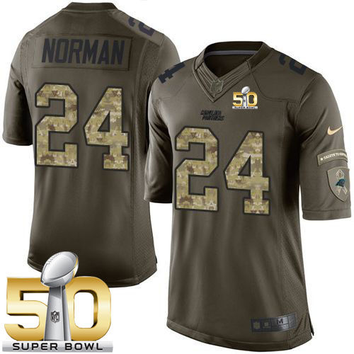 Kid Nike Panthers 24 Josh Norman Green Super Bowl 50 NFL Limited Salute to Service Jersey