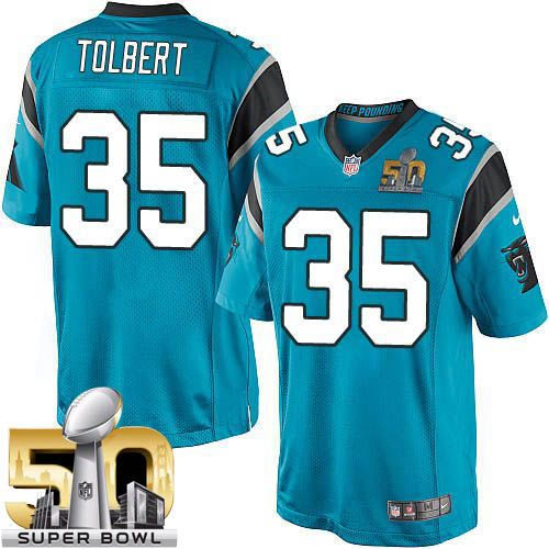 Kid Nike Panthers 35 Mike Tolbert Blue Alternate Super Bowl 50 NFL Jersey