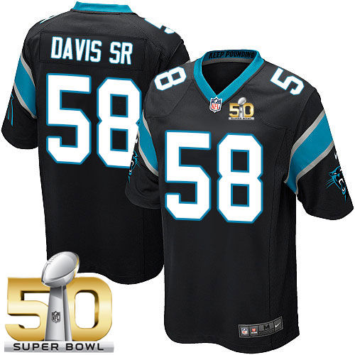 Kid Nike Panthers 58 Thomas Davis Sr Black Team Color Super Bowl 50 NFL Jersey
