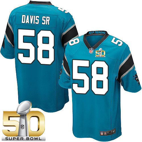 Kid Nike Panthers 58 Thomas Davis Sr Blue Alternate Super Bowl 50 NFL Jersey