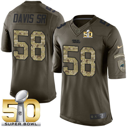 Kid Nike Panthers 58 Thomas Davis Sr Green Super Bowl 50 NFL Limited Salute to Service Jersey