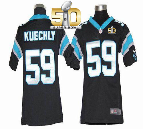 Kid Nike Panthers 59 Luke Kuechly Black Team Color Super Bowl 50 NFL Jersey