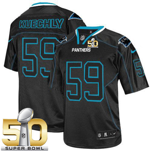 Kid Nike Panthers 59 Luke Kuechly Lights Out Black Super Bowl 50 NFL Jersey