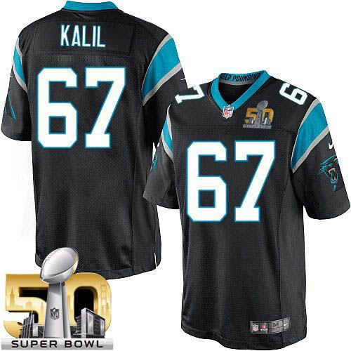 Kid Nike Panthers 67 Ryan Kalil Black Team Color Super Bowl 50 NFL Jersey