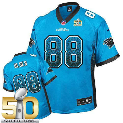 Kid Nike Panthers 88 Greg Olsen Blue Alternate Super Bowl 50 NFL Drift Fashion Jersey