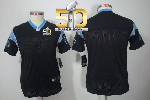 Kid Nike Panthers Blank Black Team Color Super Bowl 50 NFL Limited Jersey