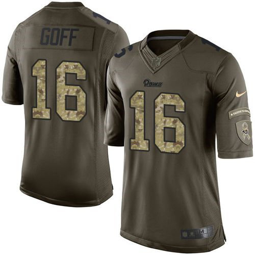 Kid Nike Rams 16 Jared Goff Green NFL Limited Salute to Service Jersey