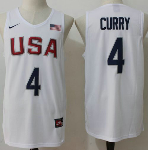 Kid Nike Rio 2016 Olympics USA Dream Team 4 Stephen Curry Home White Basketball Jersey