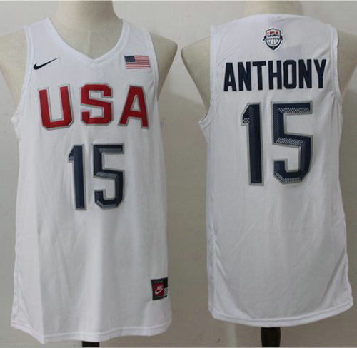 Kid Nike Team USA 15 Carmelo Anthony White 2016 Dream Team NBA Jersey