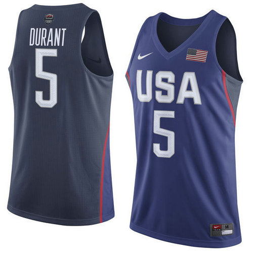 Kid Nike Team USA 5 Kevin Durant Navy Blue 2016 Dream Team NBA Jersey