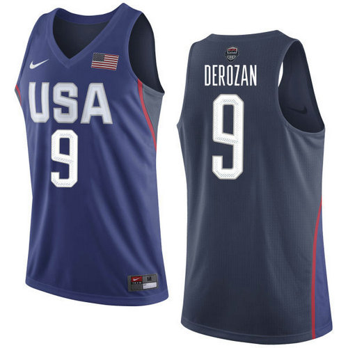 Kid Nike Team USA 9 DeMar DeRozan Navy Blue 2016 Dream Team NBA Jersey