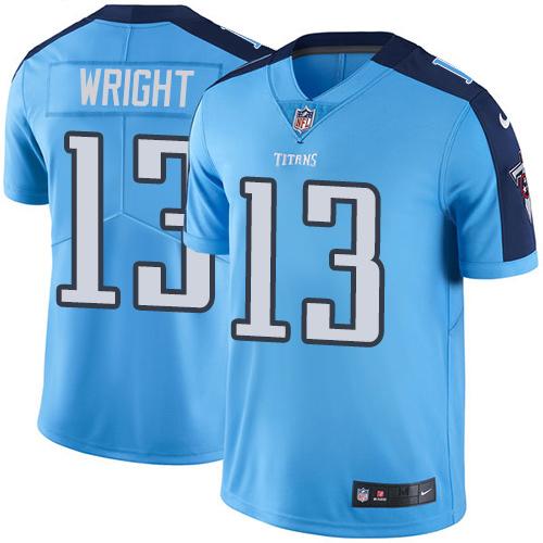 Kid Nike Tennessee Titans 13 Kendall Wright Light Blue NFL Limited Rush Jersey