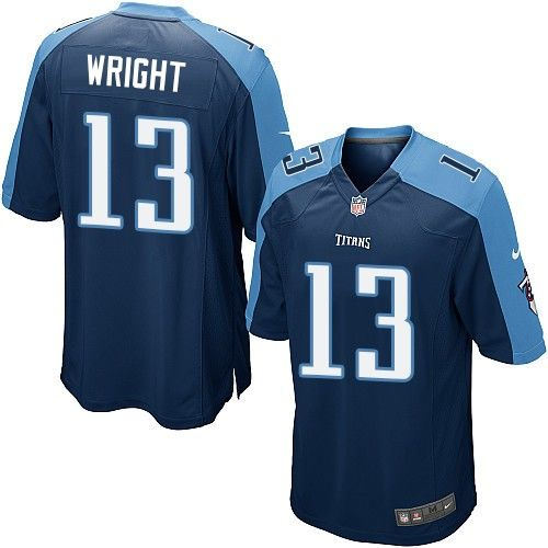 Kid Nike Tennessee Titans 13 Kendall Wright Navy Blue Alternate NFL game Jersey