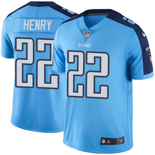 Kid Nike Tennessee Titans 22 Derrick Henry Light Blue NFL Limited Rush Jersey