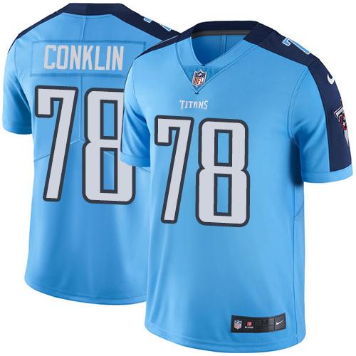 Kid Nike Tennessee Titans 78 Jack Conklin Light Blue NFL Limited Rush Jersey