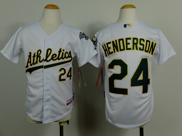 Kid Oakland Athletics 24 Ricky Henderson white Cool Base MLB Jersey 2014 New Style