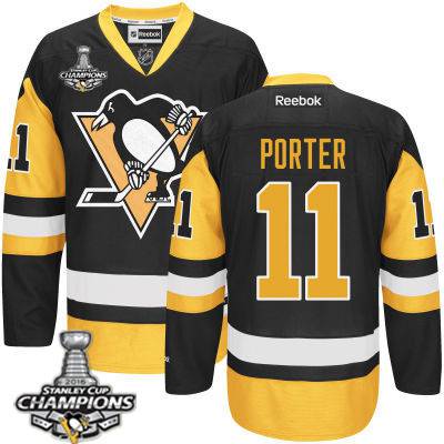 Kid Pittsburgh Penguins 11 Kevin Porter Black With Gold Jersey 2016 Stanley Cup Champions Patch