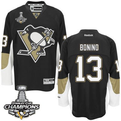 Kid Pittsburgh Penguins 13 Nick Bonino Black Home Jersey 2016 Stanley Cup Champions Patch