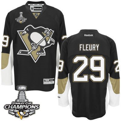 Kid Pittsburgh Penguins 29 Marc-Andre Fleury Black Home Jersey 2016 Stanley Cup Champions Patch