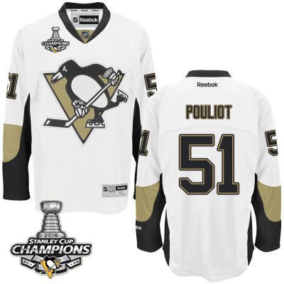 Kid Pittsburgh Penguins 51 Derrick Pouliot White Away Jersey 2016 Stanley Cup Champions Patch